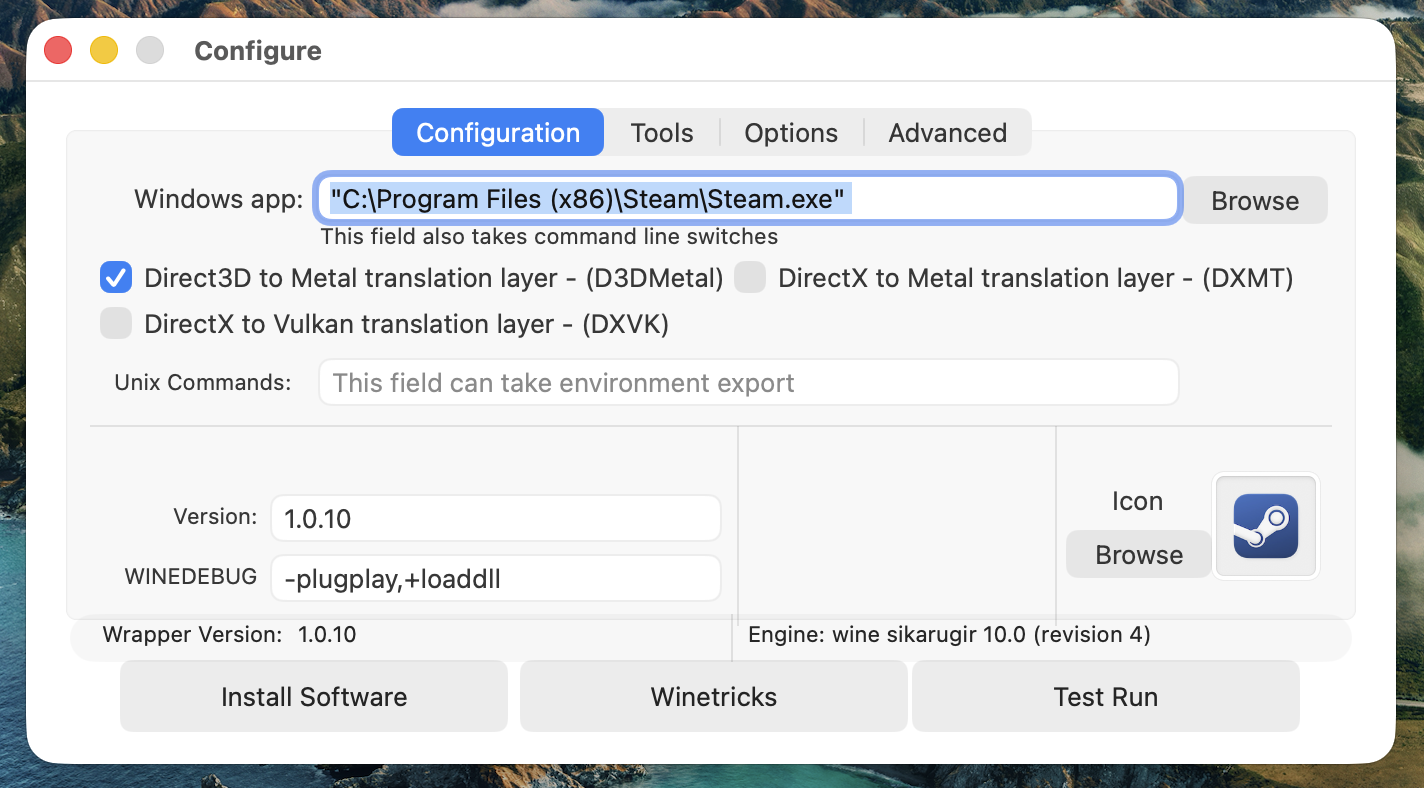 D3DMetal selector